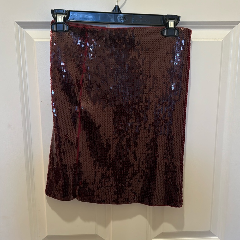 Burgundy sequin stretch mini skirt by Express